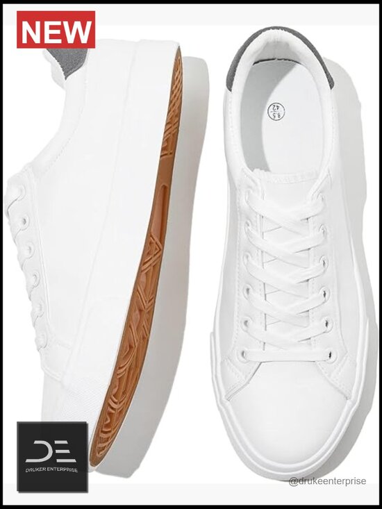 Other - White PU Leather Low Top Fashion Sneakers Casual Shoe for Men